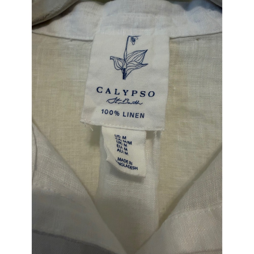 Calypso St Barth White 100% Linen Side Button Down Shirt Medium Womens - Picture 3 of 7
